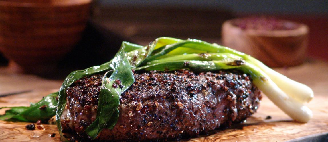 Sichuan Peppercorn Steak with Grilled Green Onions