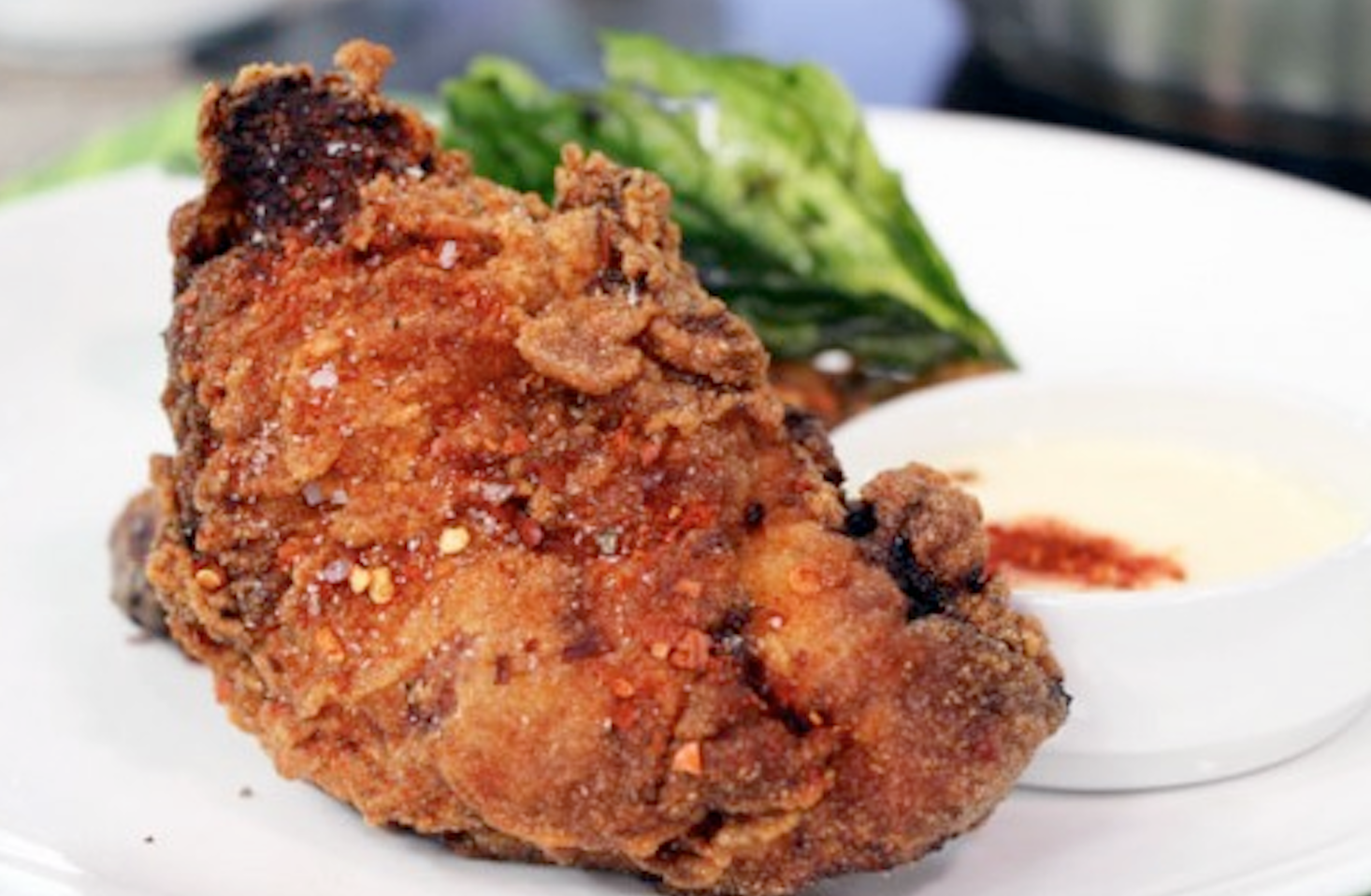 Fried  Chicken   with  Honey  Lime  Mayonnaise   and  Crispy  Basil  | Recipes - Roger Mooking