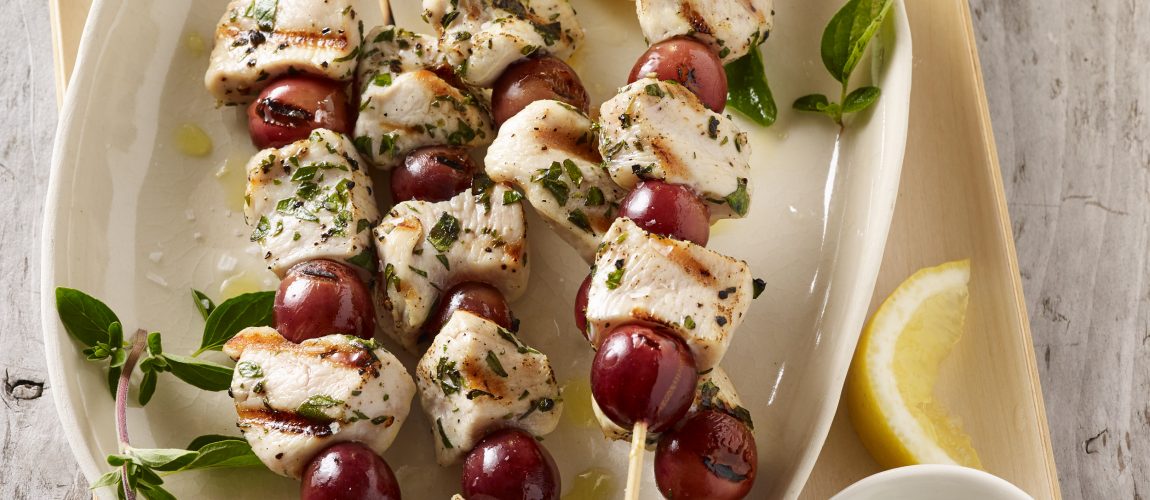 Chicken Grape Skewers & White Grape BBQ Sauce